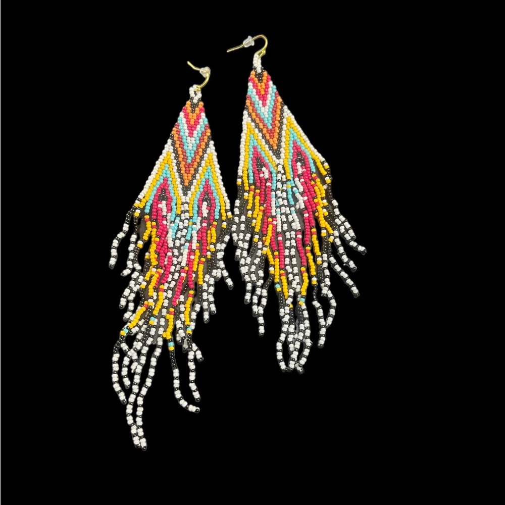 Tribal Design Seed Bead Earrings